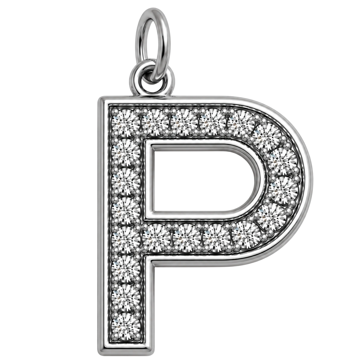 Charm – lettre P strass argentée