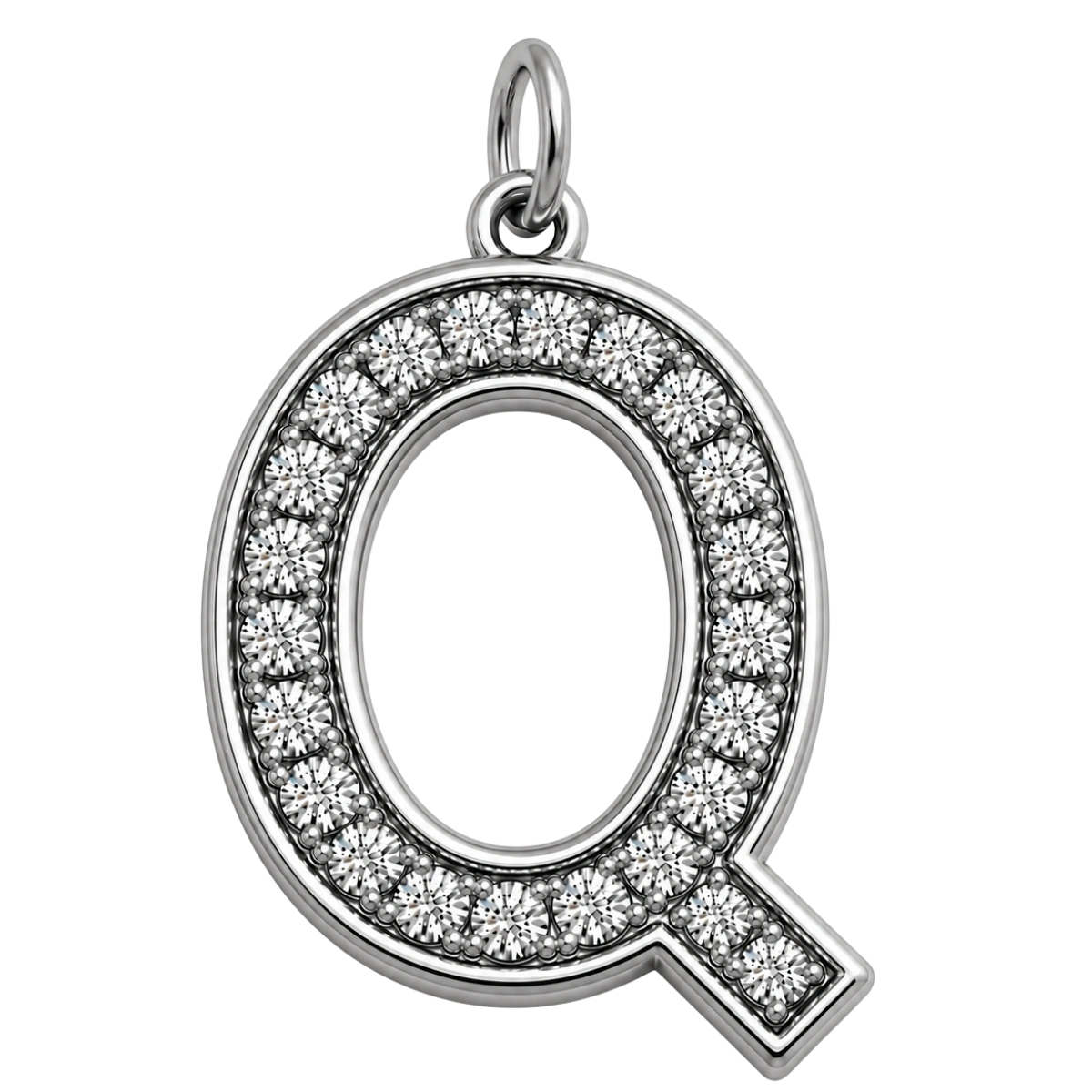 Charm – lettre Q strass argentée