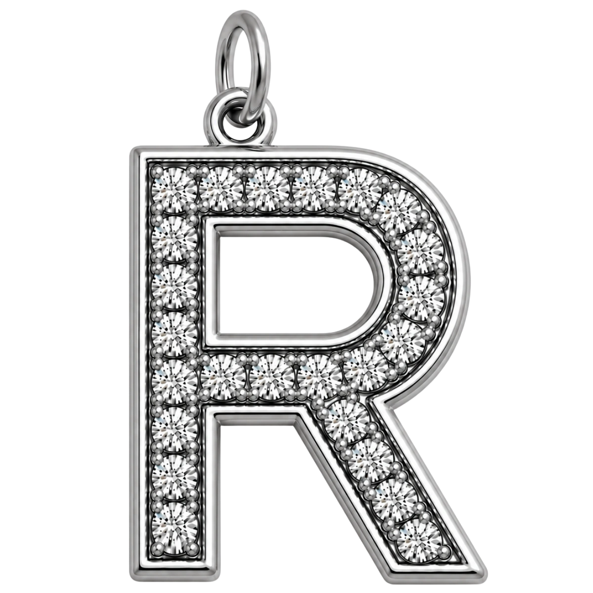 Charm – lettre R strass argentée