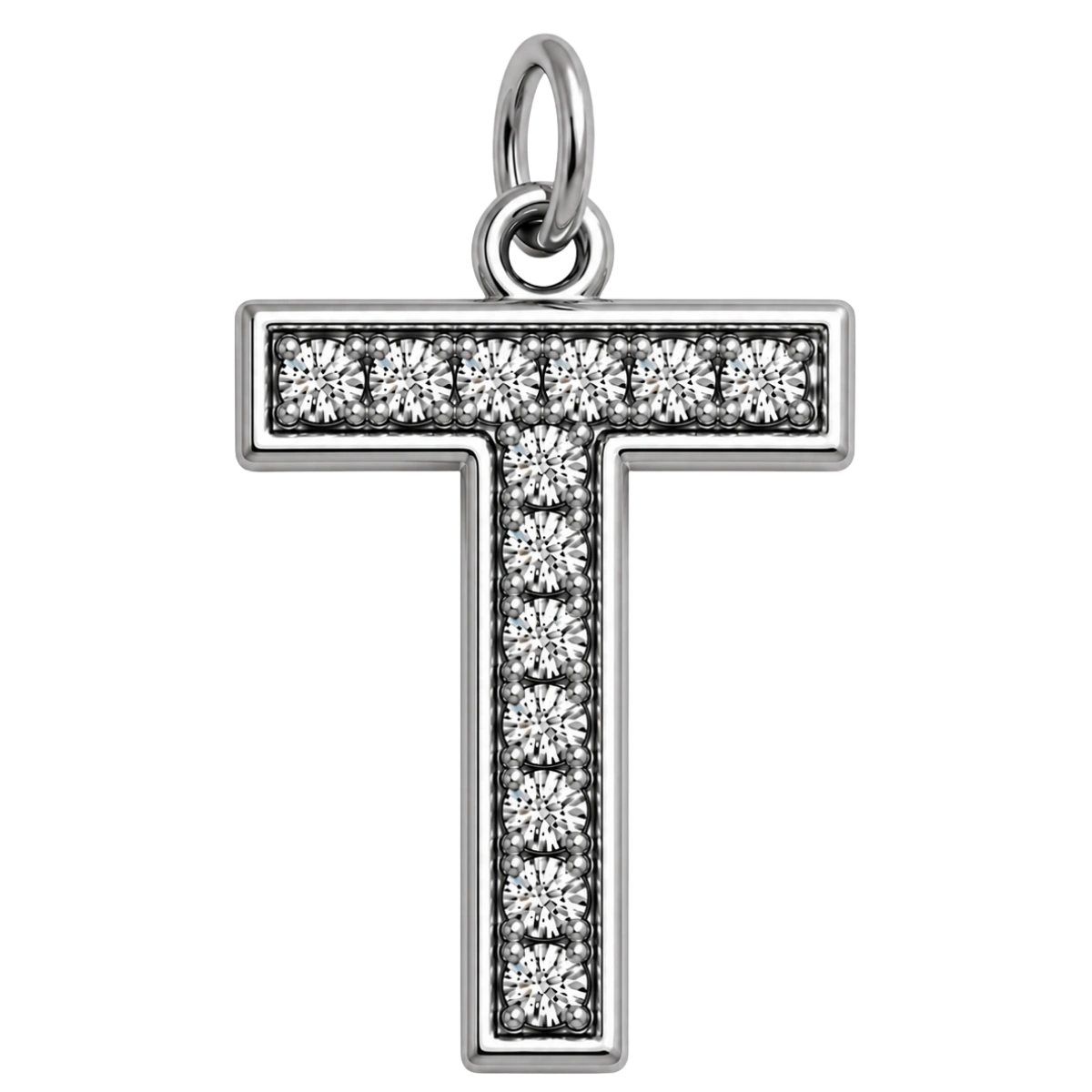 Charm – lettre T strass argentée