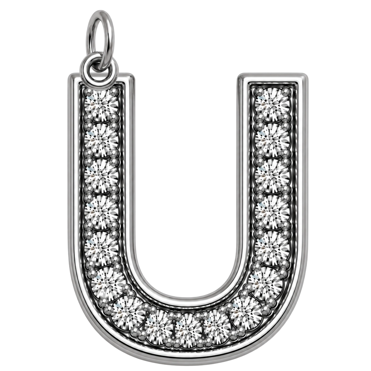 Charm – lettre U strass argentée