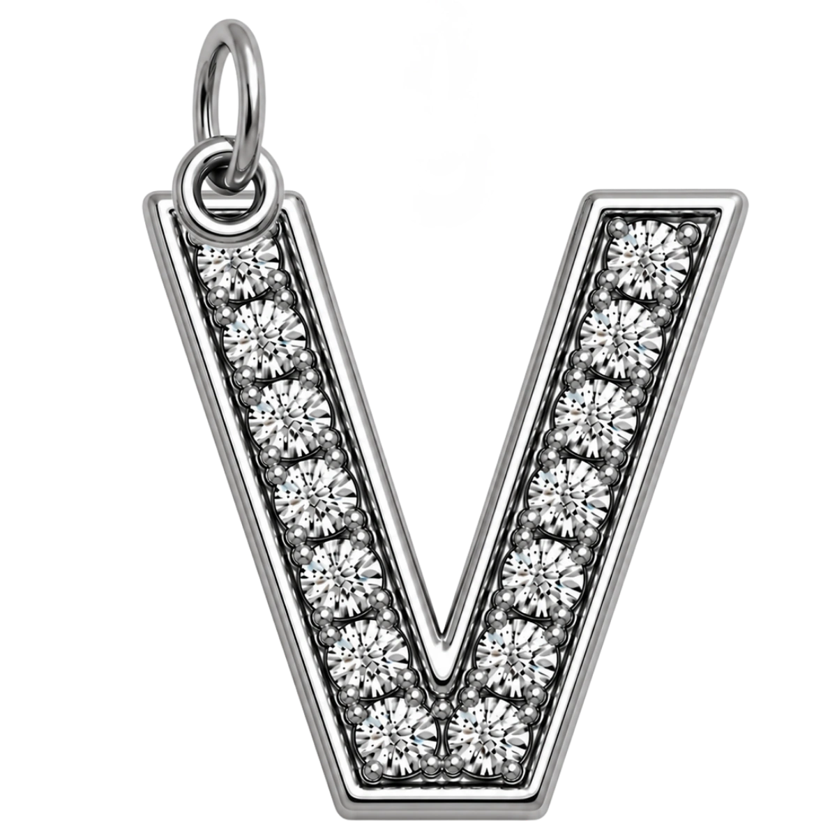 Charm – lettre V strass argentée
