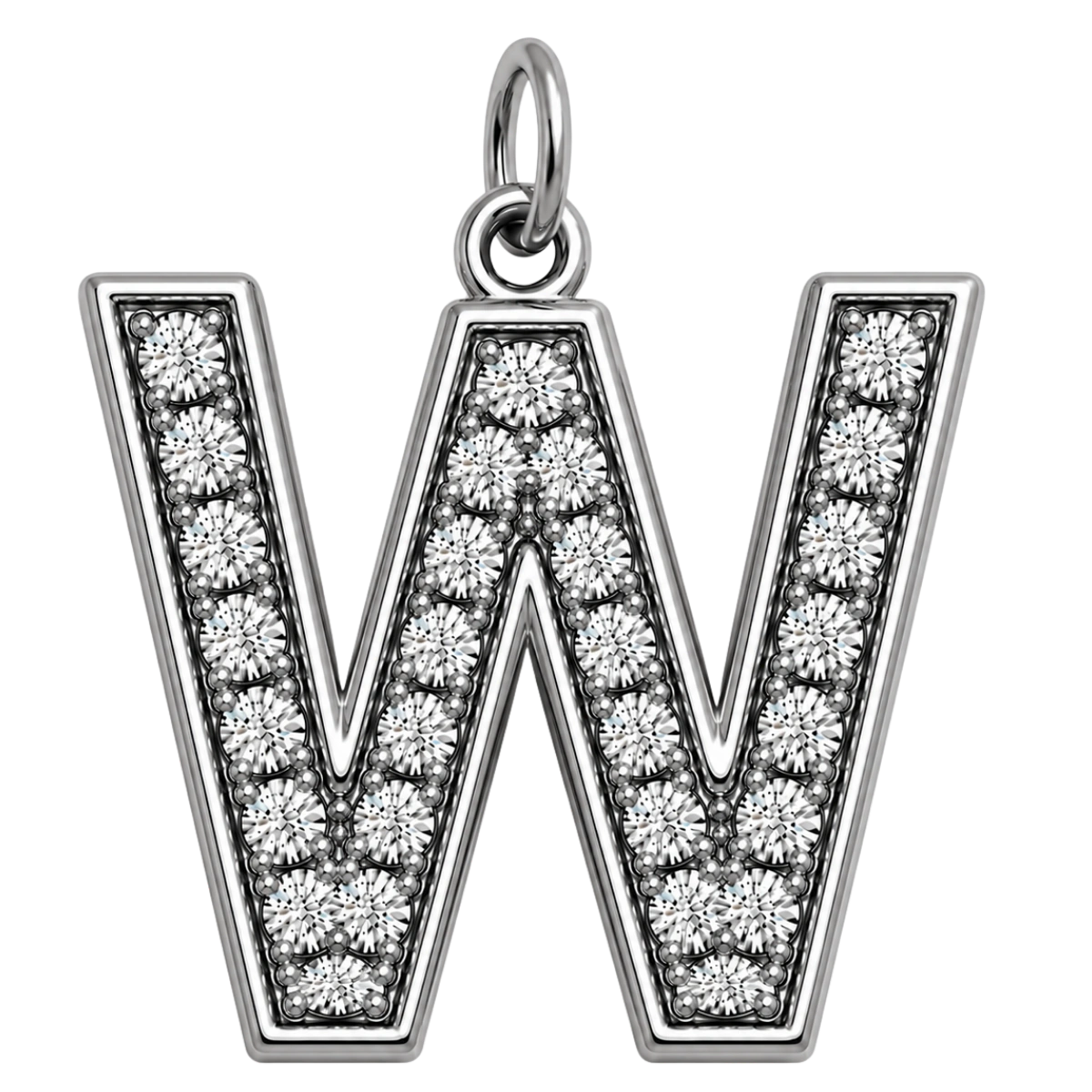 Charm – lettre W strass argentée