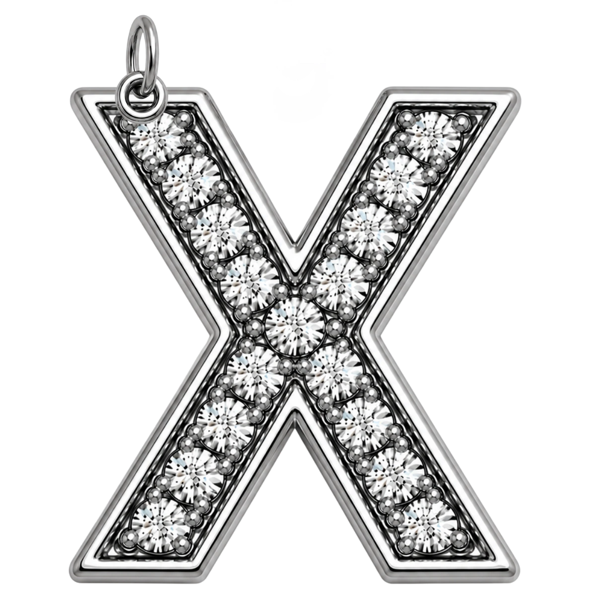 Charm – lettre X strass argentée