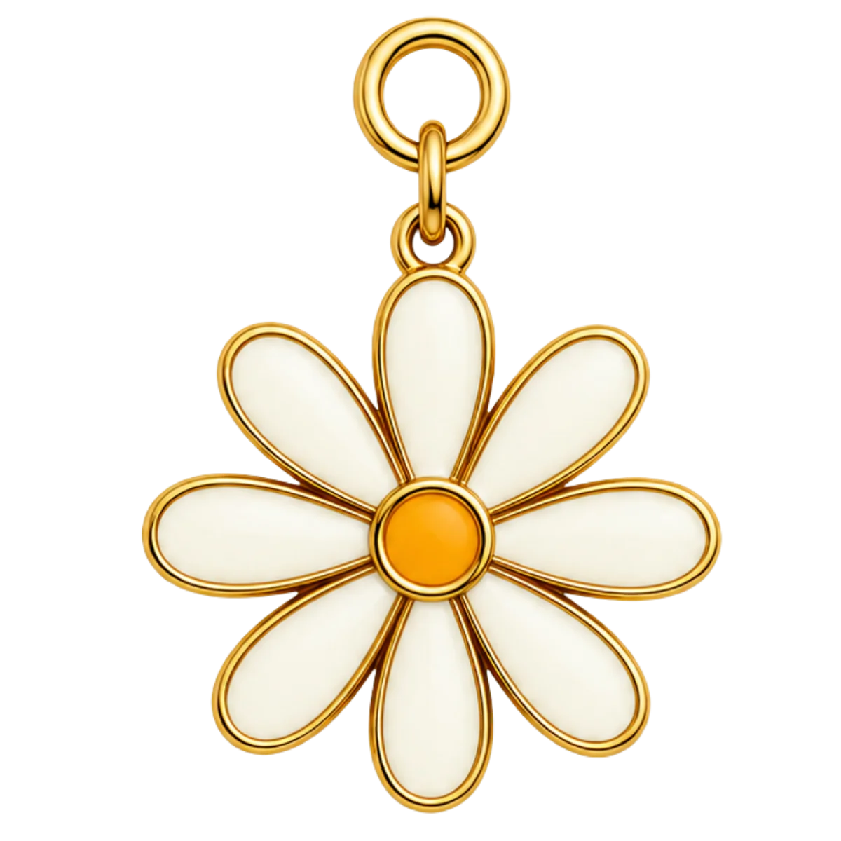 Charm – Marguerite Émail Blanc Doré