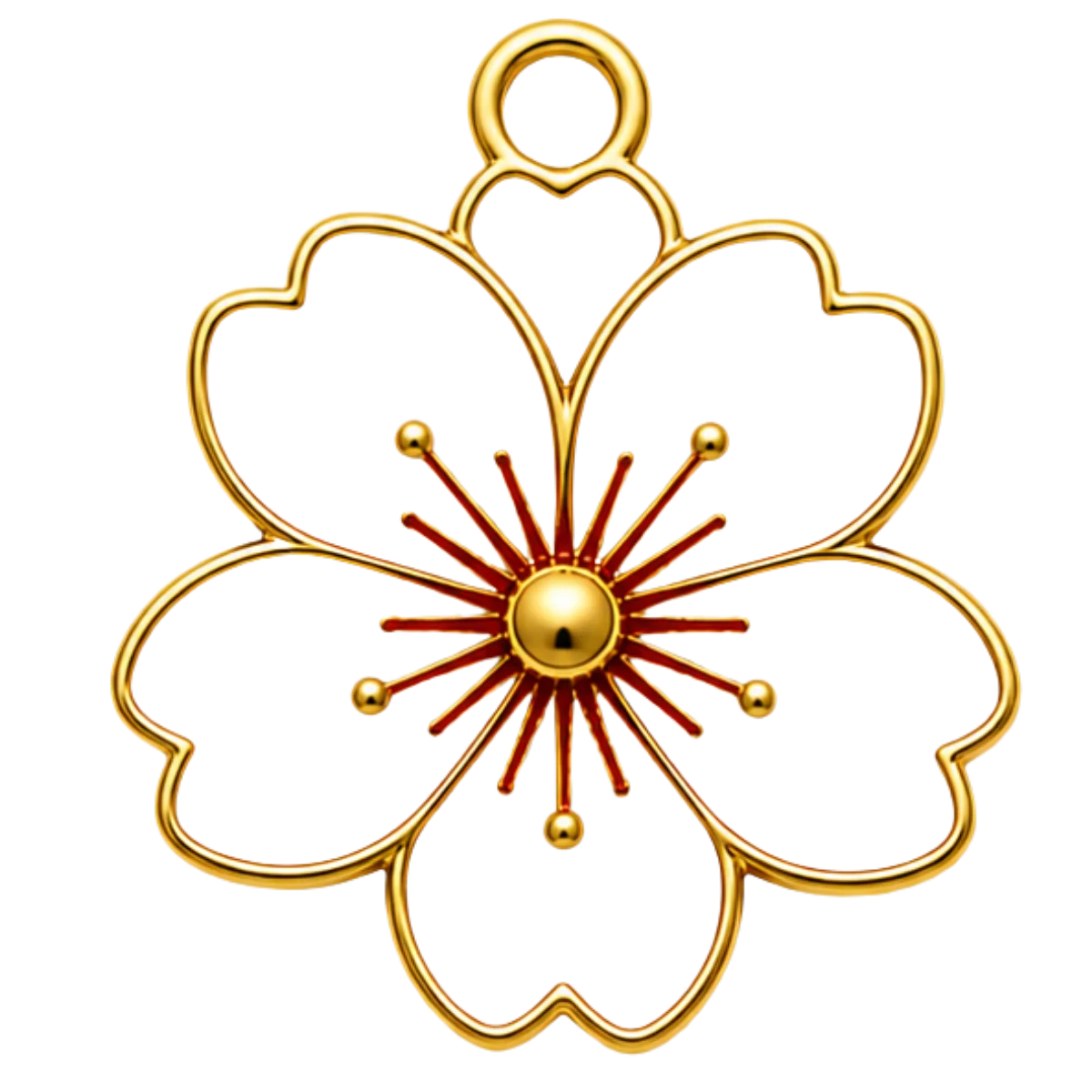 Charm – Fleur de Cerisier Émail Blanc Doré