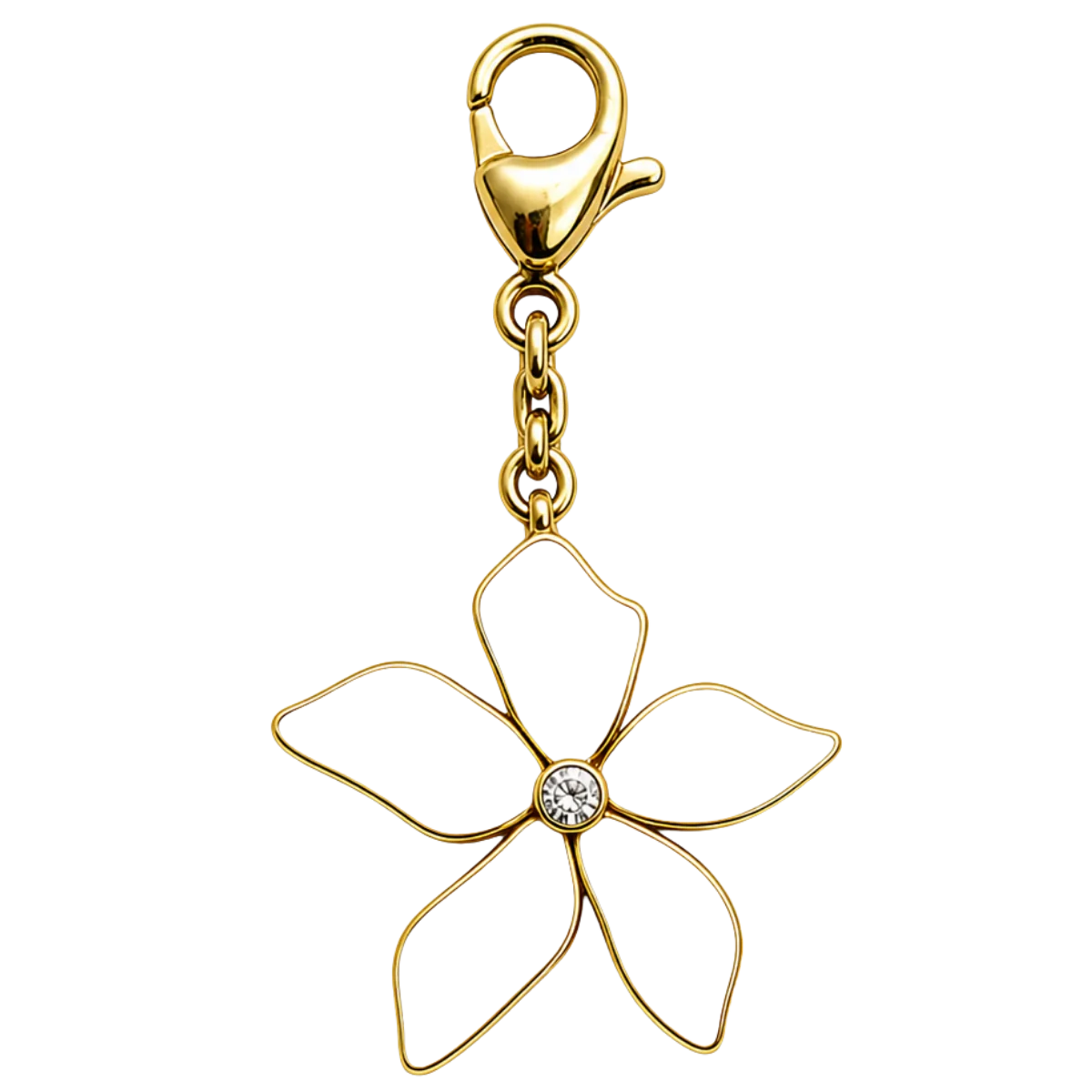 Charm – Fleur Nacrée Dorée + strass