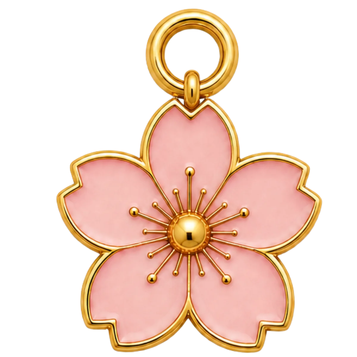 Charm – Fleur Rose Dorée avec détails