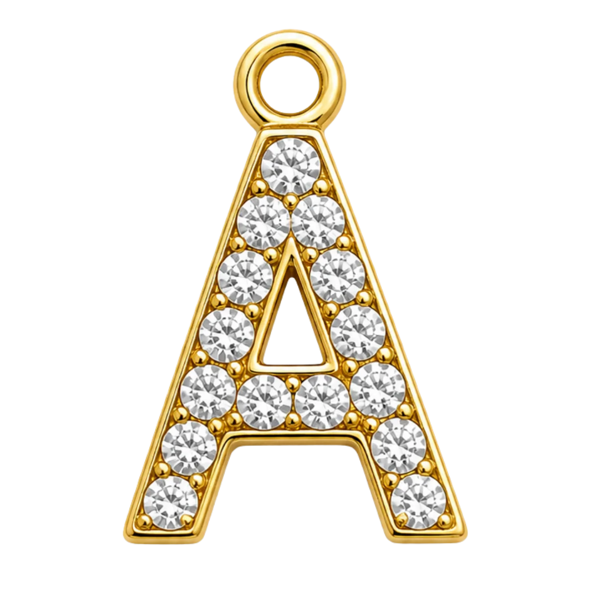 Charm – Lettre A strass dorée