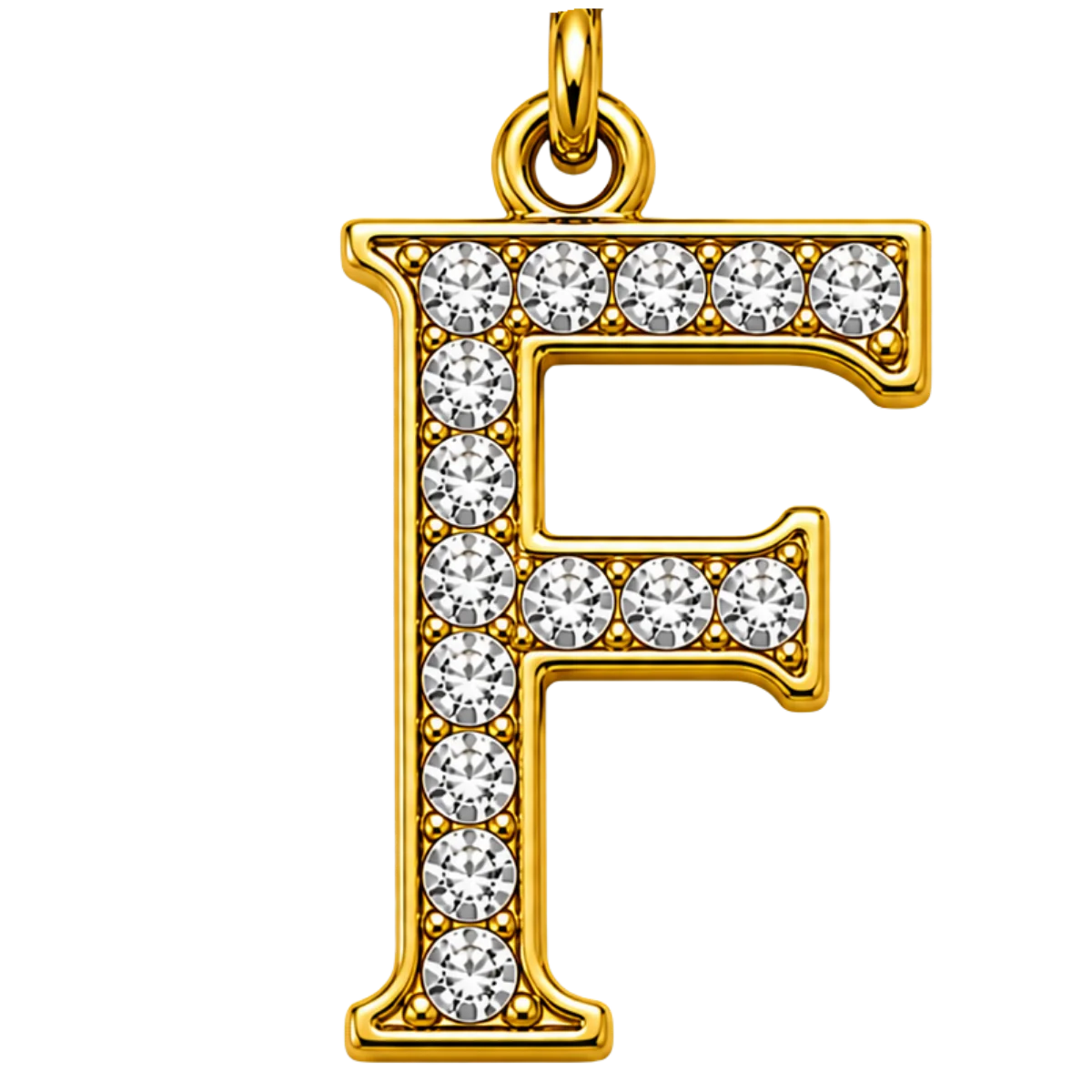 Charm – Lettre F strass dorée