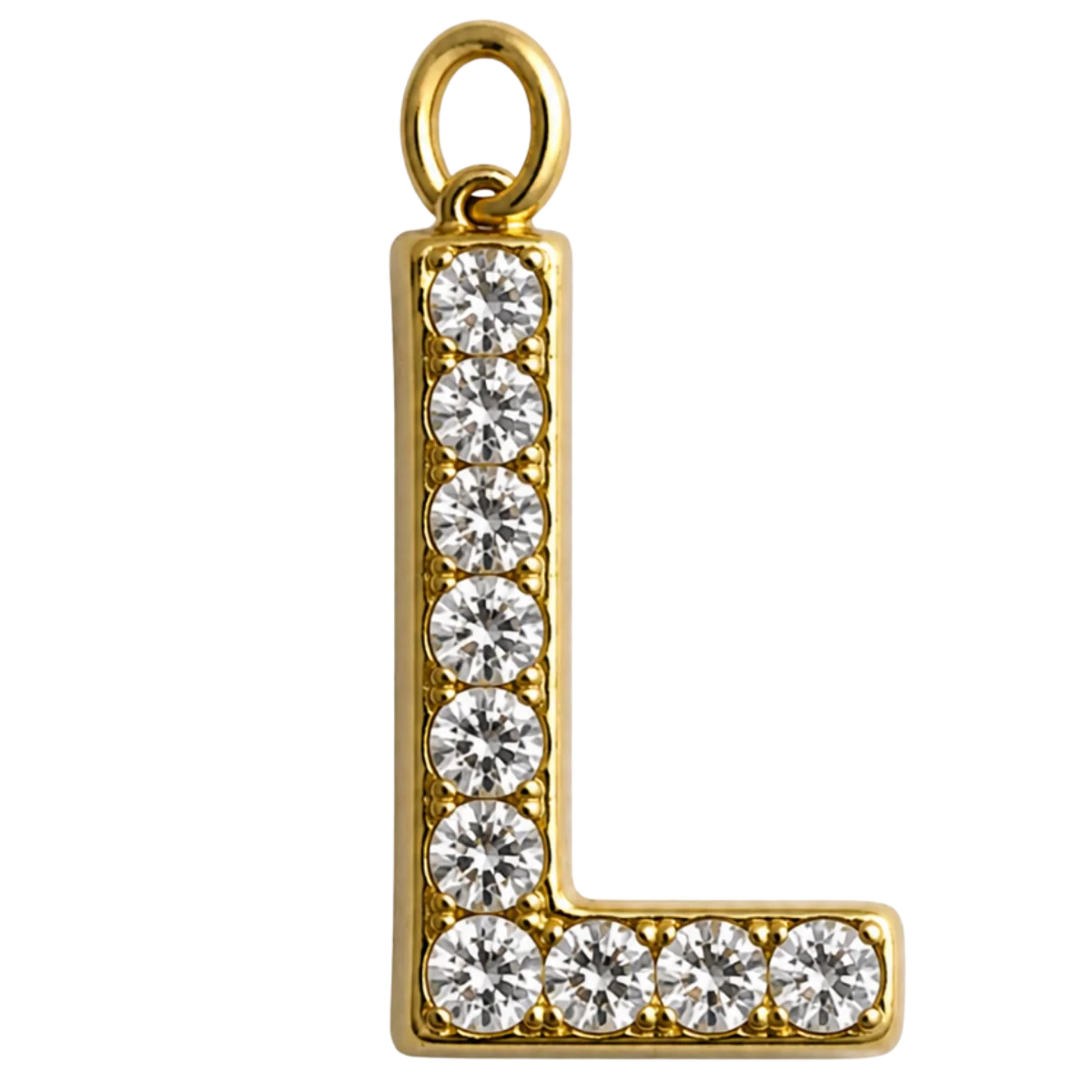 Charm – Lettre L strass dorée