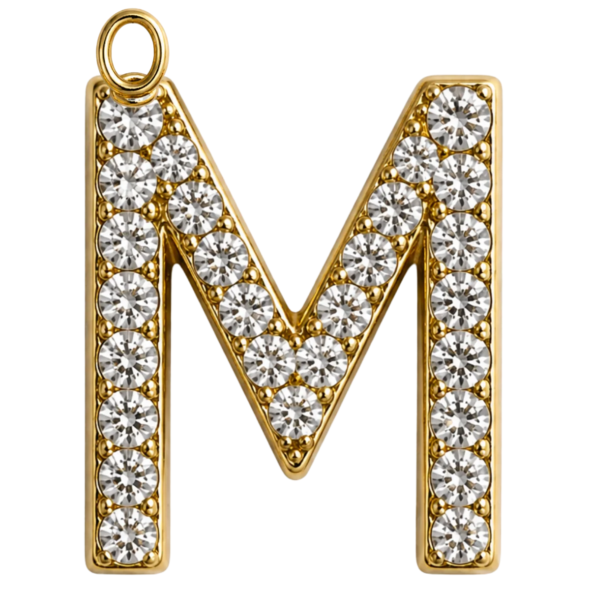 Charm – Lettre M strass dorée