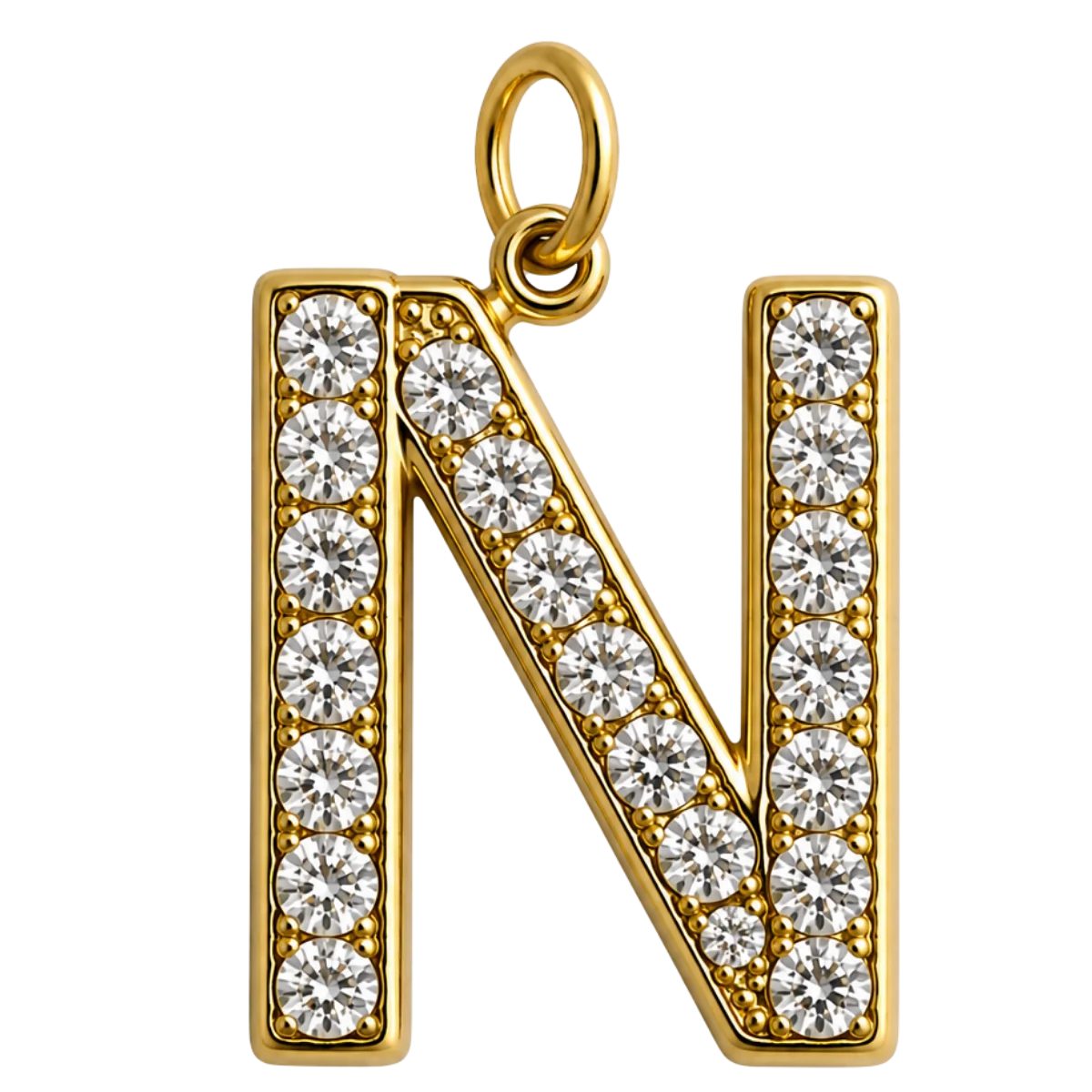 Charm – Lettre N strass dorée