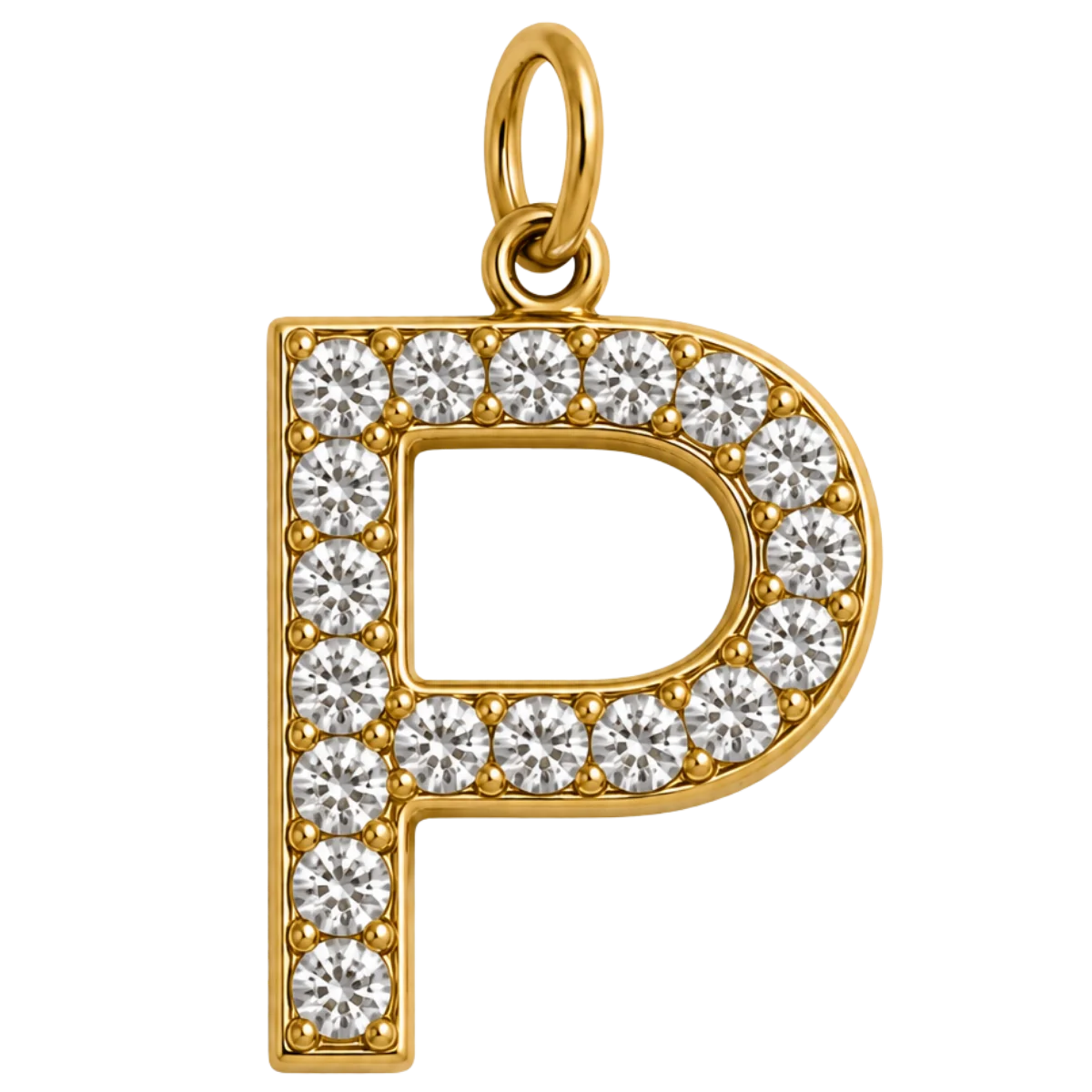 Charm – Lettre P strass dorée