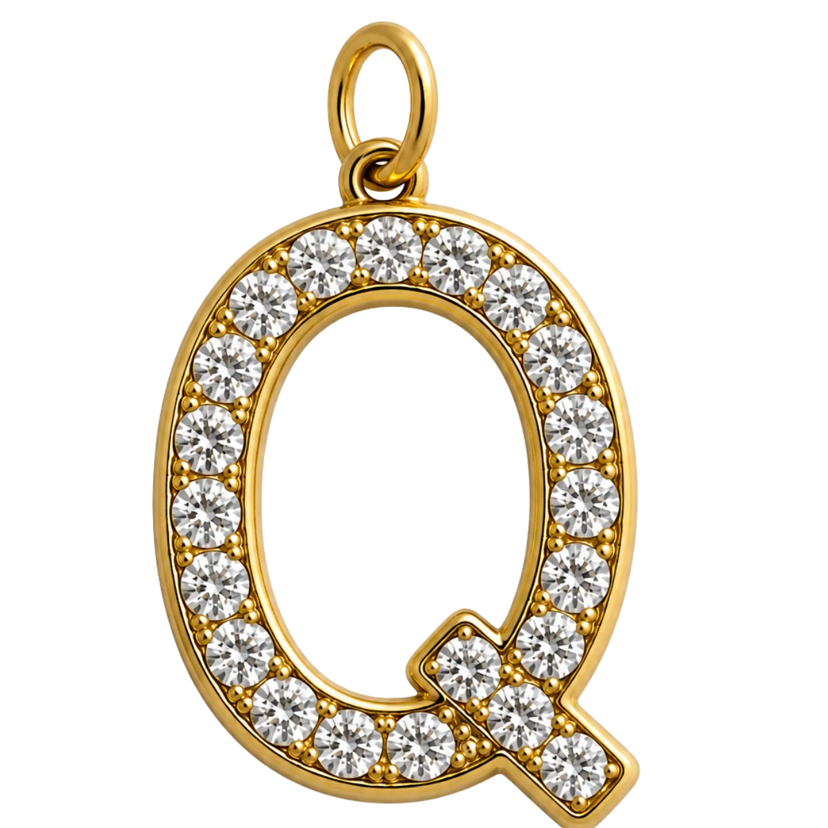 Charm – Lettre Q strass dorée
