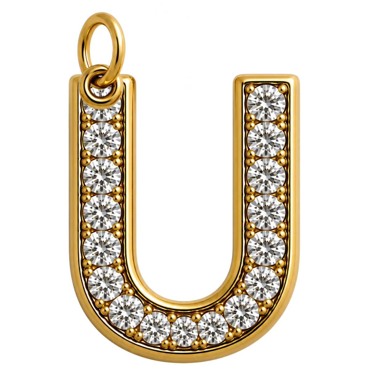 Charm – Lettre U strass dorée
