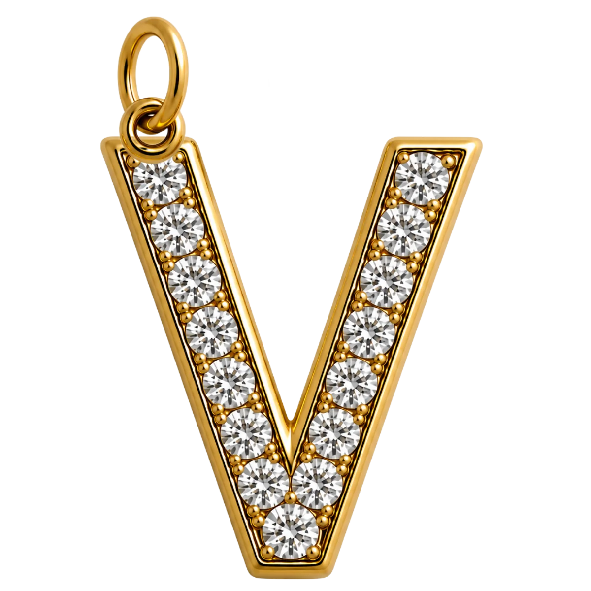 Charm – Lettre V strass dorée