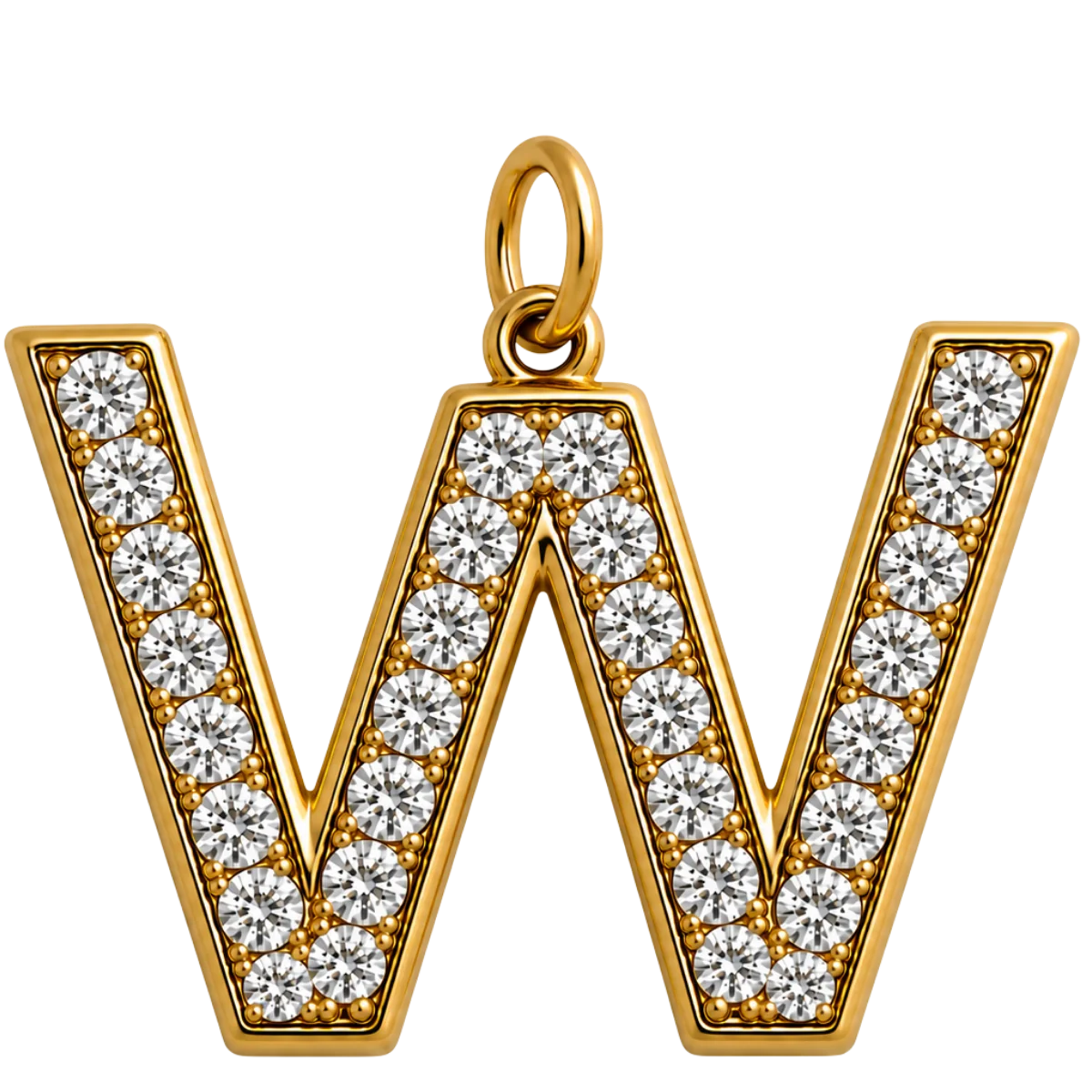Charm – Lettre W strass dorée
