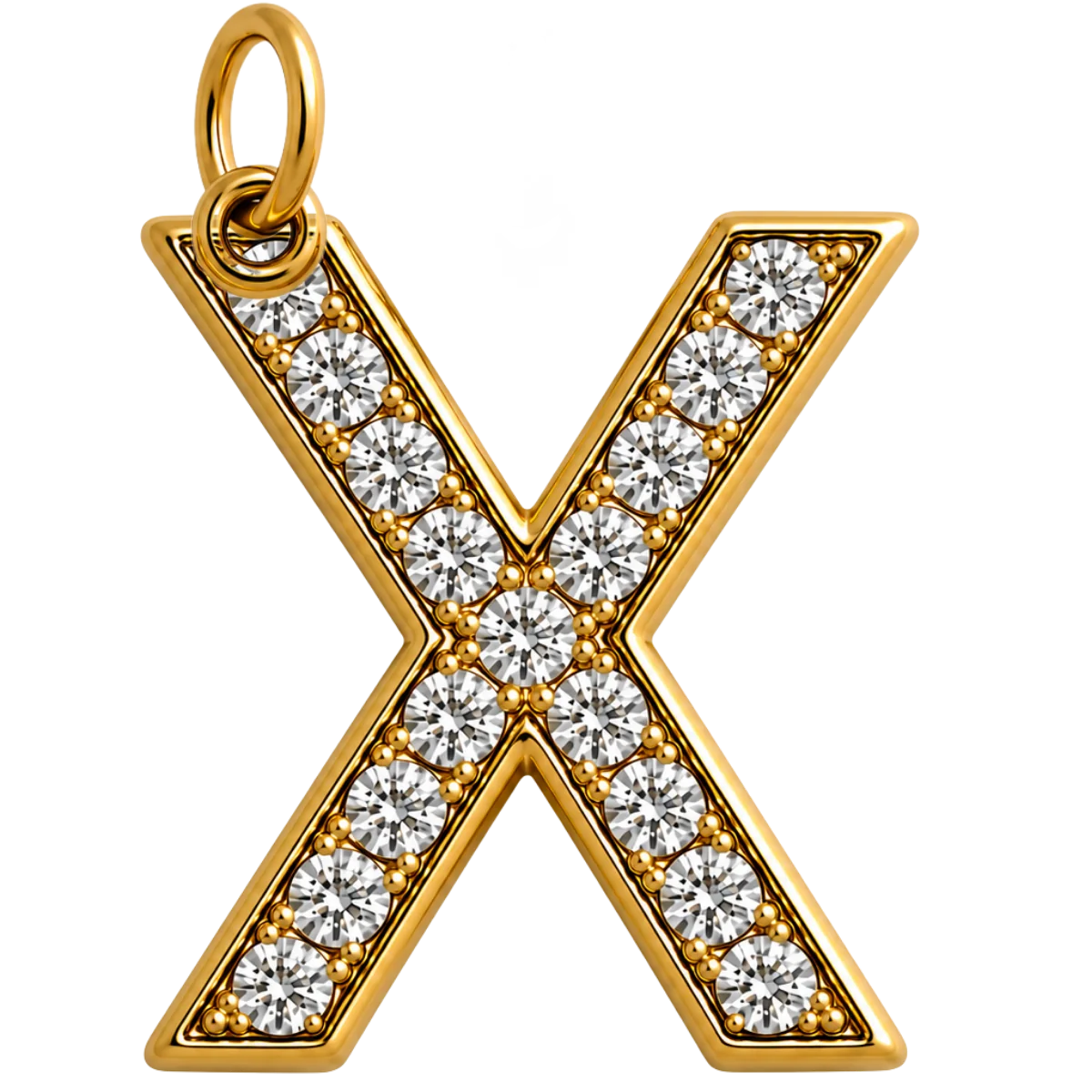 Charm – Lettre X strass dorée