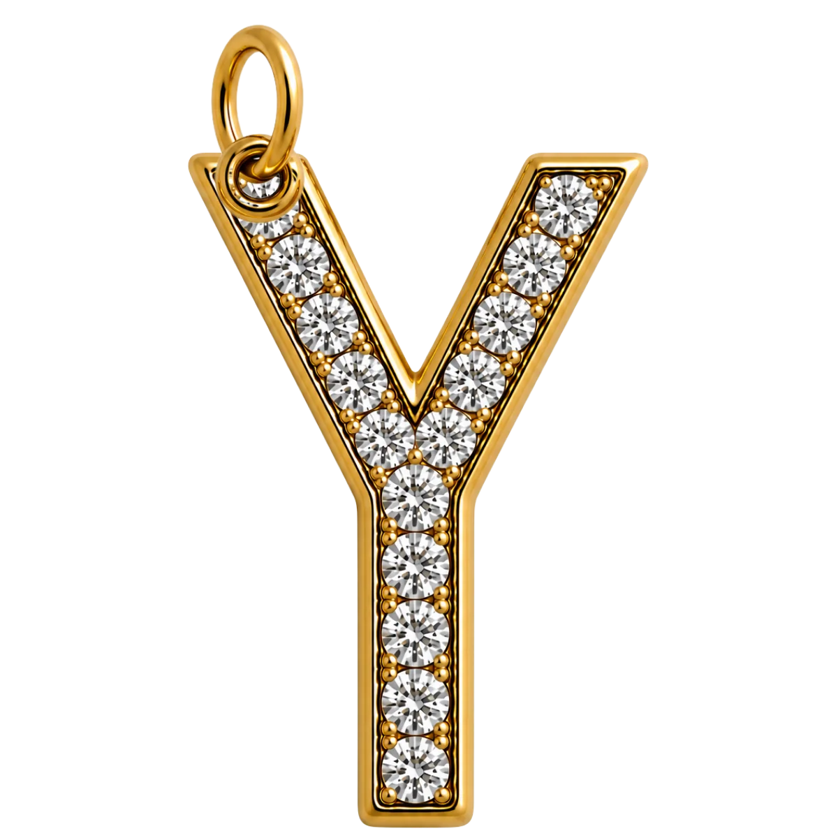 Charm – Lettre Y strass dorée