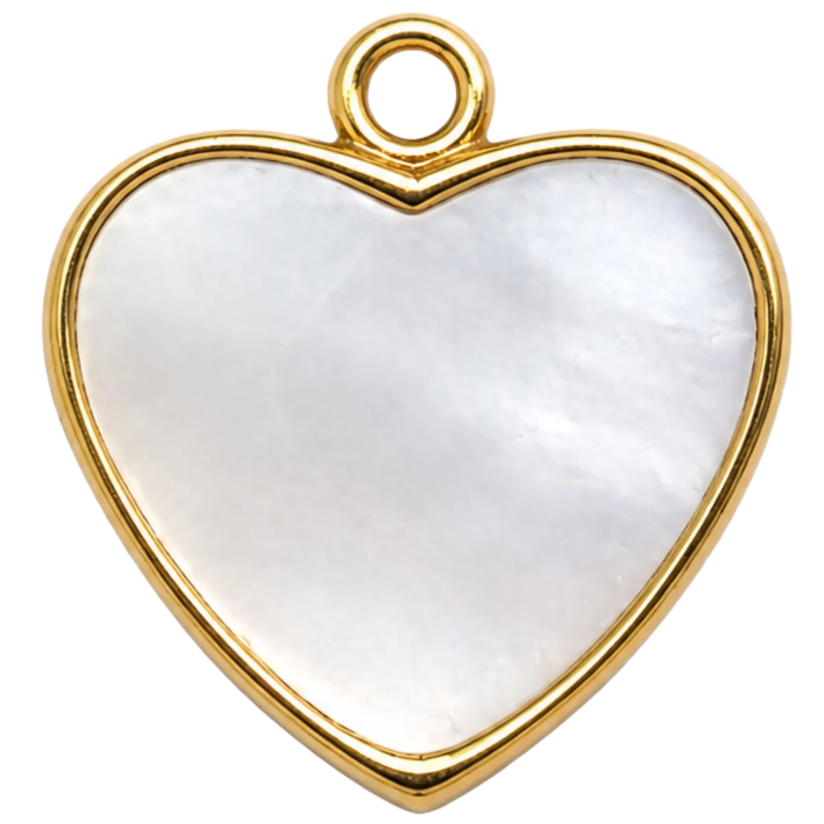 Charm – Cœur nacré doré (contour doré)