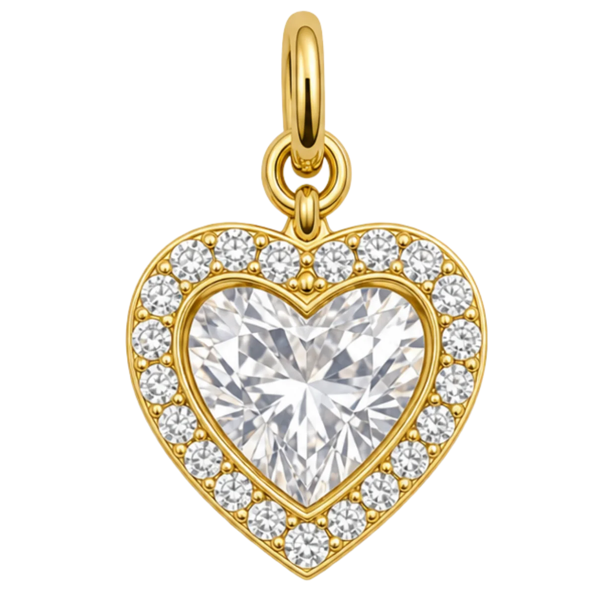 Charm – coeur strass + pierre doré