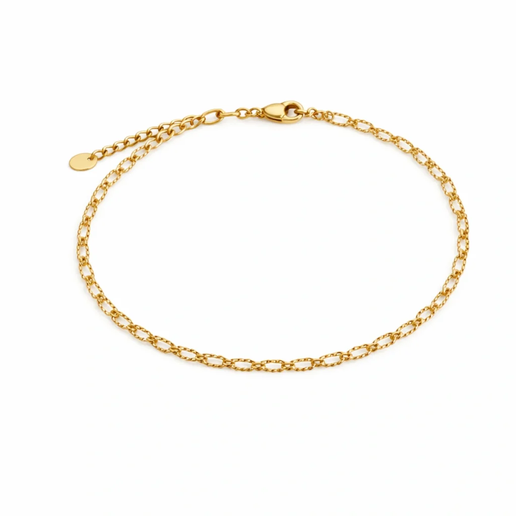 Chaîne Maille Fine Perlée Dorée