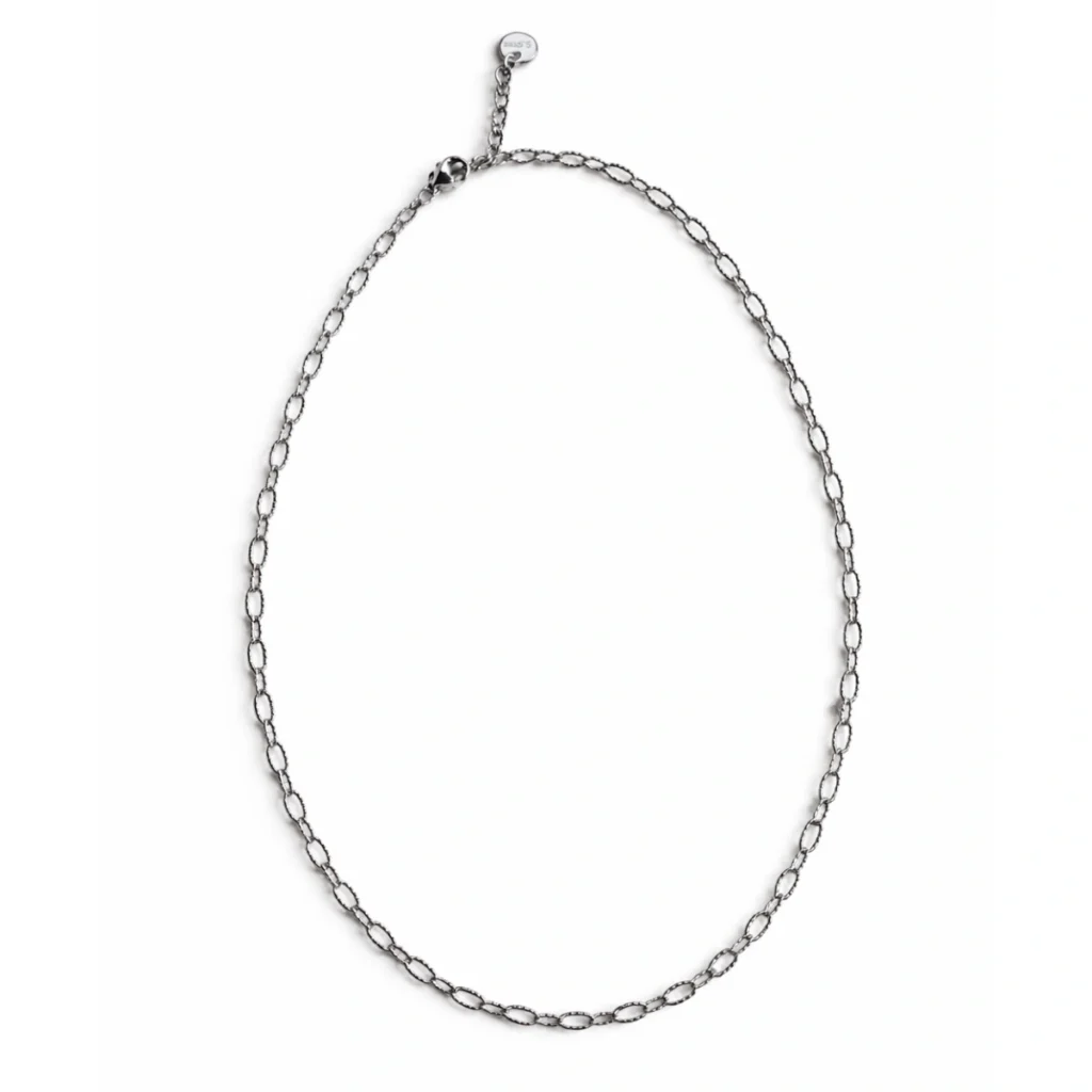 Chaîne petite maille Fine Ovale Argentée
